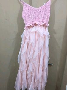 Pink Crochet & Tulle Dress