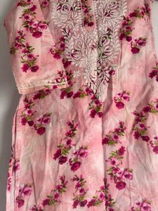 Floral Printed Chikankari Kurta