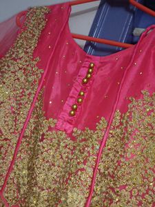 Heavy Worked Semi- Bridal Gown - Pink : L Size