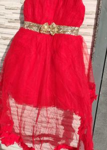 Red Dress with Gold Belt