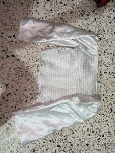 White Satin Pajama Set