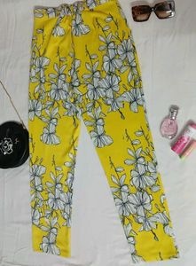 Floral Print Yellow Pants