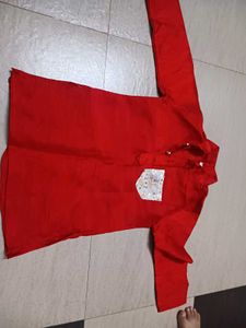 Kids Boys Shiny Red Party Wear Kurta