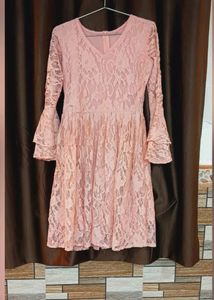 Net Flare Knee Length Dress