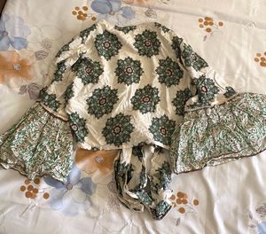 Wrap Around Crop Top with Mint Trousers