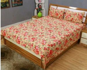 Flat Double Bed Bedsheet With Two Pillow Cover