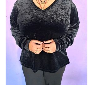 Plus Size Black Velvet Top
