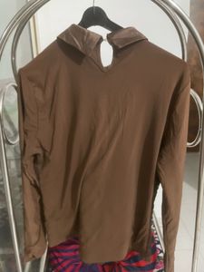 Brown Lace Detail Top