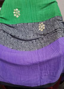 Daily Usage Saree Green With Violet Georget Sare
