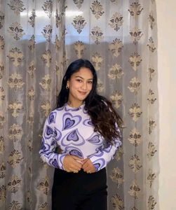 Heart Print Crop Top