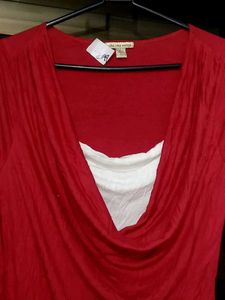 Red Cowl Neck Top