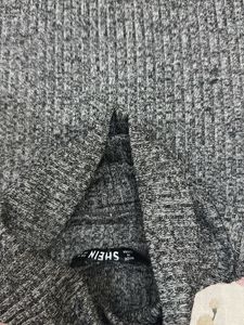 Gray Ribbed Knit Turtleneck