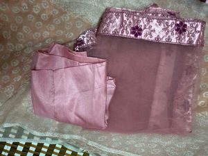 Elegant Light Pink Embroidered Party Wear Dress wi