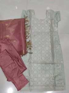 Blue-Pink Party Wear Kurti Set