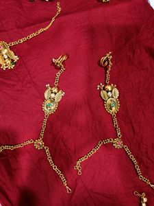 Bridal Set With Pocha, Long And Short Necklace, Bajubandh, Earrings And Mang Tika