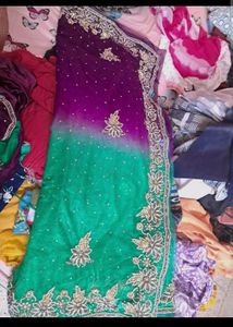Double Net Hand Work Saree