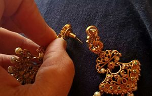 Black Bead Mangalsutra With Locket And Earrings