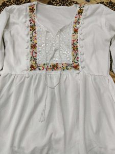Embroidered White Kurta
