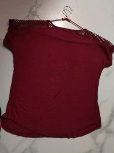 Burgundy Heart Embellished Top
