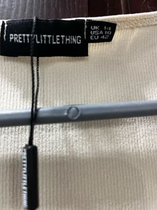 PLT Cream Tie Up Slit Dress