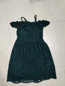 Green Lace Off-Shoulder Dress