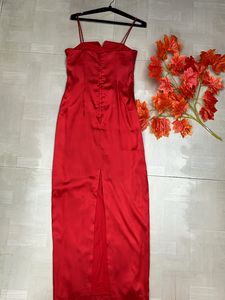 Red Satin Maxi Dress