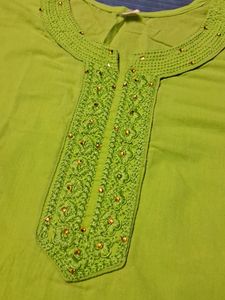 A Green Kurti With Embroidery