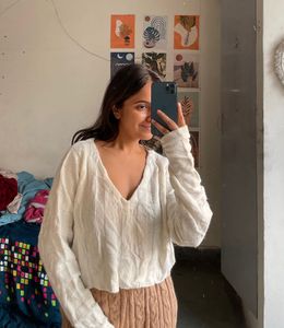 Comfy White V-Neck Top