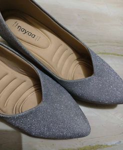 Sparkly Silver Block Heel Shoes