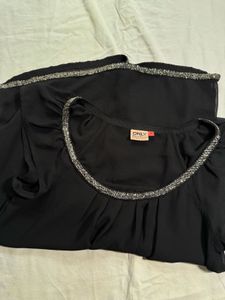 Embellished mesh black top