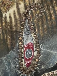 beautiful printed saree with beads work