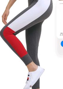 Gray Joggers with Red and White Stripe