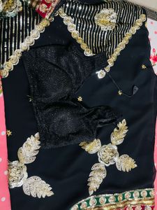 Beautiful 🖤 Black PartyWear Saree With Blouse