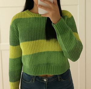 Y2K Striped Knit Cropped Sweater
