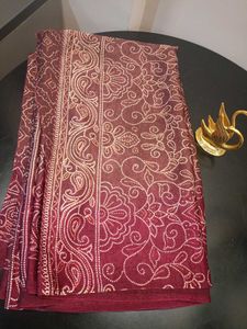 Maroon Printed Saree With Blouse🌺