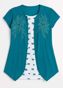 Teal Floral Cardigan Top