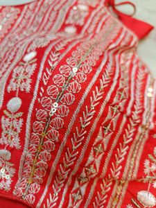 Red &amp; gold Sequins Blouse