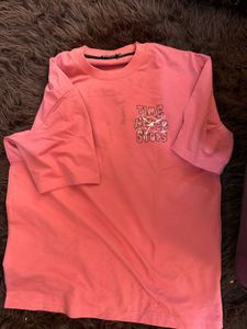 Trendy Pink Graphic Oversized Tee