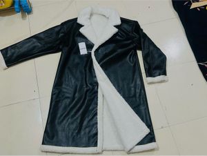 Contrast Faux Leather Coat