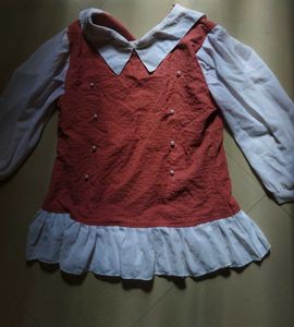 Cute Coral & White Kids Top