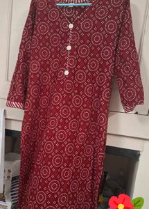Red Printed Kurta Set