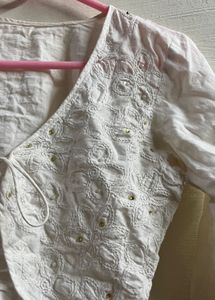 White Embroidered Cotton Blouse (Boho Aesthetic)