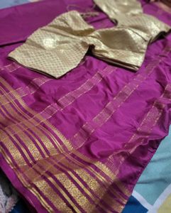 Magenta Saree with Gold Blouse