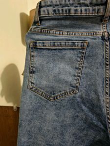 Distressed Denim Jean Shorts (Women Blue High-Rise