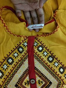 Yellow Embroidered Kurta