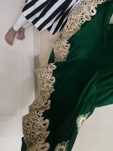 Green Embellished Velvet Dress