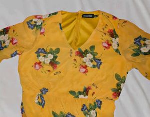 Floral Yellow Mini Dress