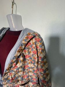 Floral Print Open Front Coat
