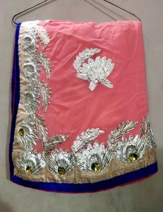 Cute Pink Georgette Saree 💕
