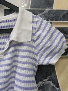 Striped Polo Crop Top